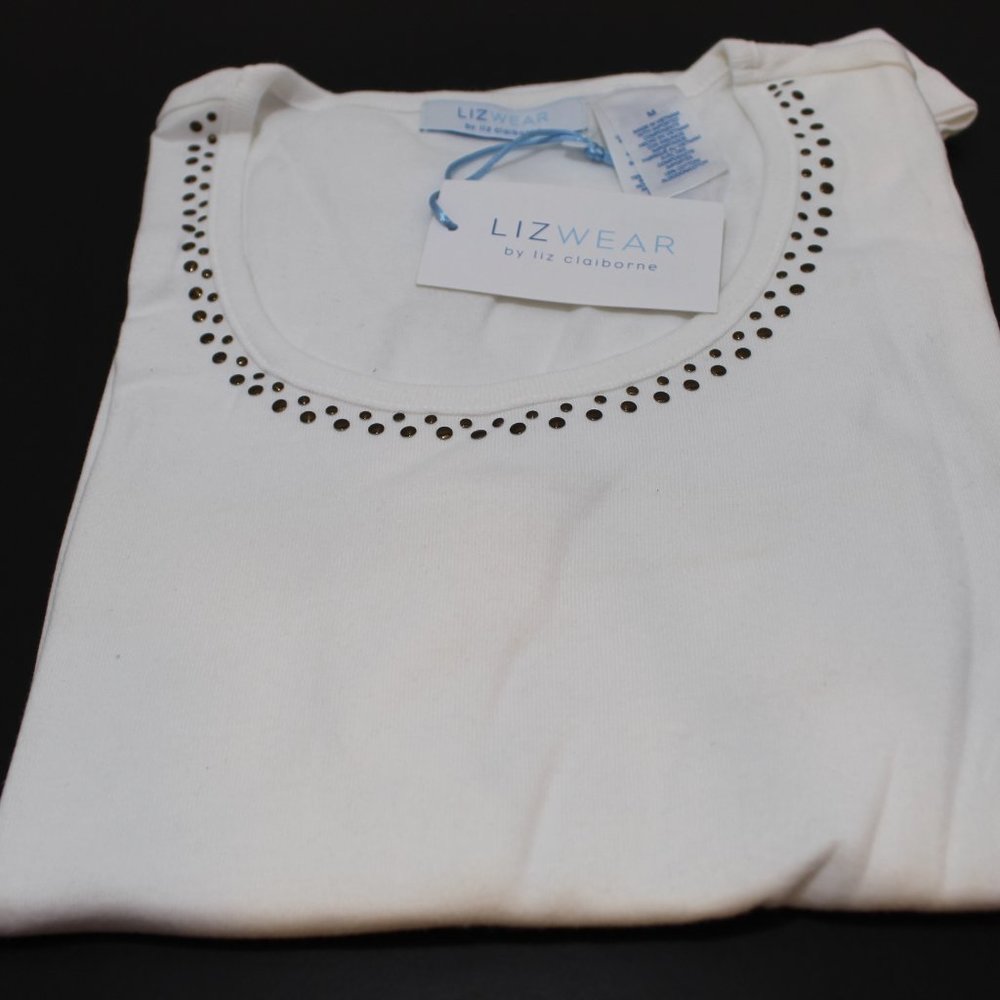 Lizwear by Liz Claiborne Women's short sleeve with decorative neck line